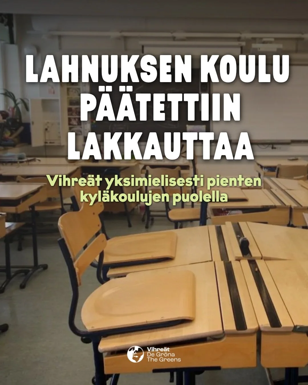 Espoon kasvun ja oppimisen lautakunta p&auml;&auml;tti t&auml;n&auml;&auml;n &auml;&auml;nin 8-7 lakkauttaa Pohjois-Espoossa sijaitsevan Lahnuksen koulun. Vihre&auml;t vastustivat lakkautusta yksimielisesti ja esittiv&auml;t koulun s&auml;ilytt&auml;