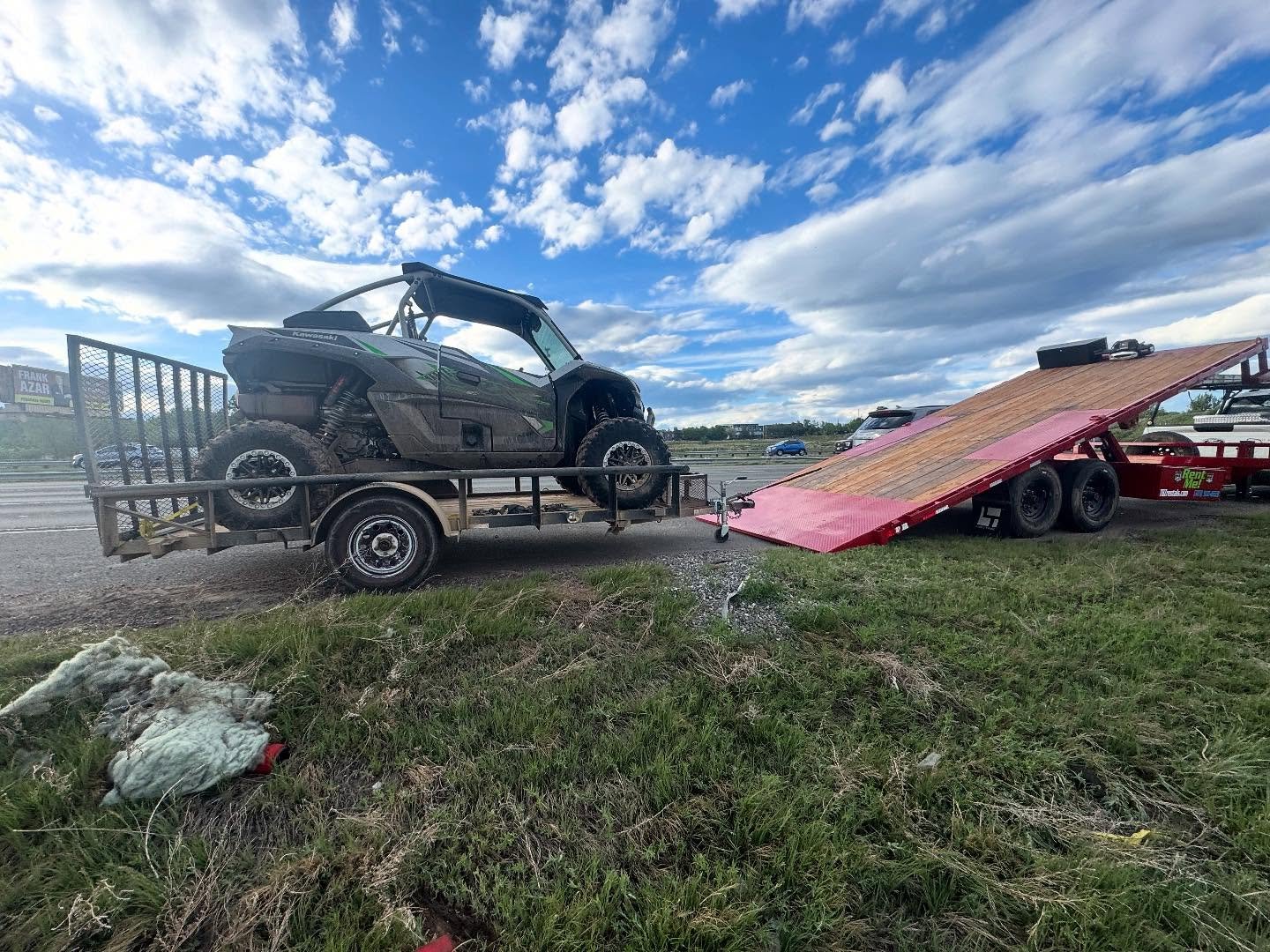 This was a first&hellip; a trailer rental taking place on the side of I-70. This renter had a catastrophic failure of his trailer axel and hub while towing home his UTV from a trip in the mountains. Of course he knew to call The Boyz and we&rsquo;d g