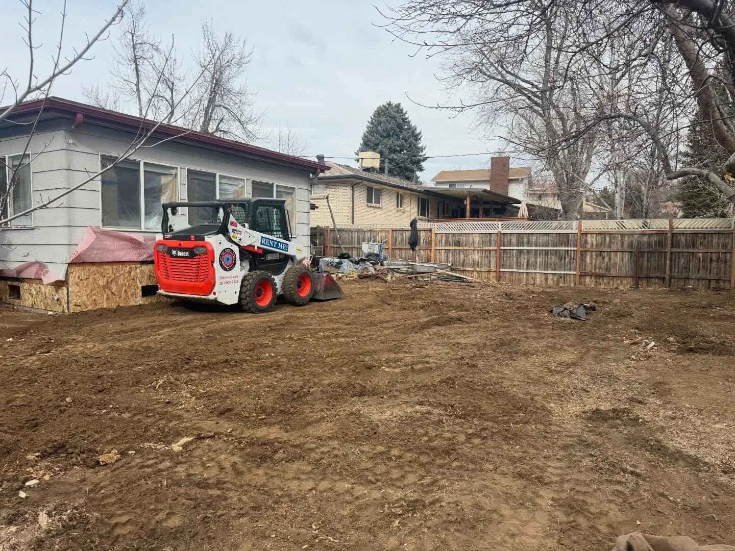 New Yard, Who Dis?!? Yesterday The Boyz delivered one of our Bobcat S66 wheeled skid steers to a contractor in Lakewood who was leveling the ground in prep for foundation repair and a complete landscape remodel (all-in-one as they say).. This first t