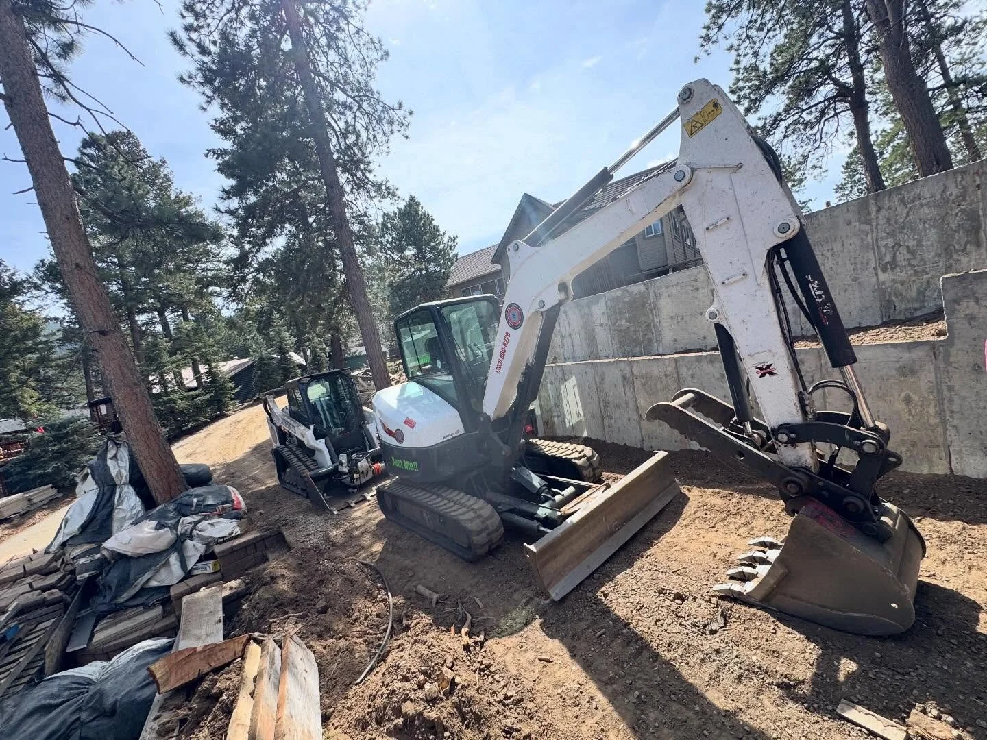 DUAL PULL! Your team from The Boyz Rentals picking up our Bobcat E42 Excavator and T66 Tracked Skid Loader from a customer in Evergreen completing a significant home remodel including a large addition, grade work, and retaining wall build. This was a