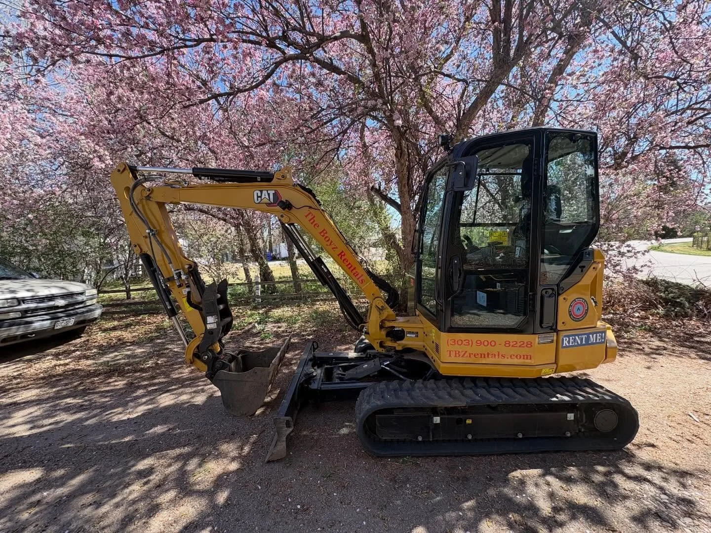 Day of the Excavator, Part 2/3! Here this renter was using the machine for some yard remodeling and spring clean up. The power and efficiency of these &ldquo;Next Gen&rdquo; CAT excavators allowed him to finish the originally planned 2 day project in