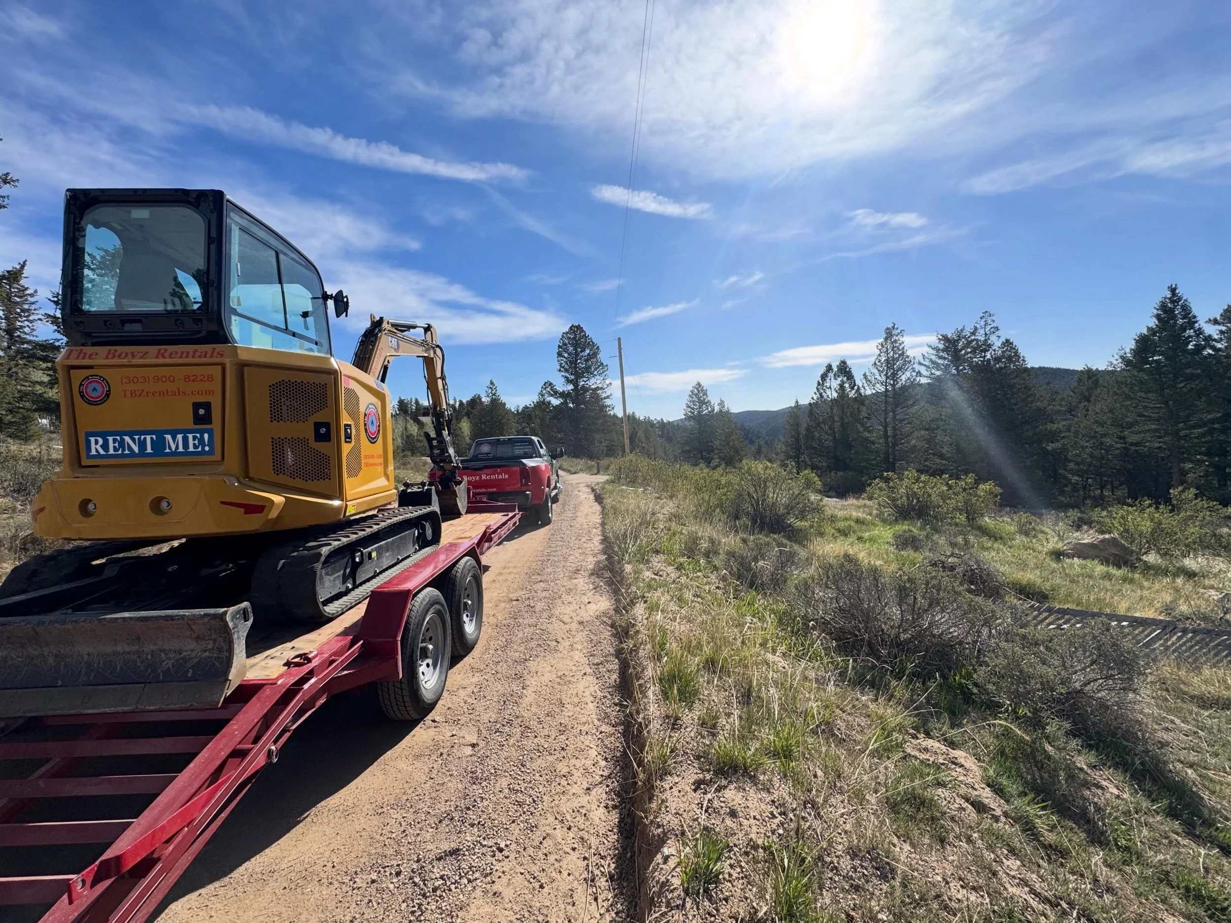 Need an Excavator? Up in the mountains? Not a problem for The Boyz! Today your favorite rental team delivered one of our CAT 304 excavators to an amazing customer who lives a few miles back a steep, windy, dirt mountain road. But, as always. We got i