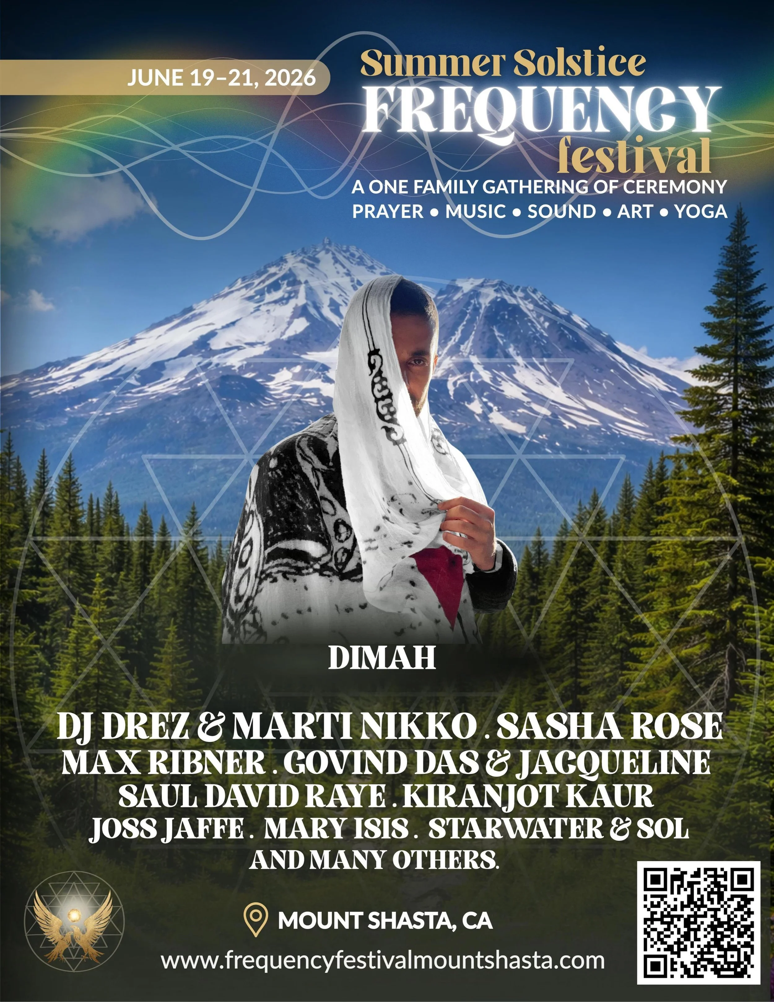 Cooking something extra special 👨&zwj;🍳 for @frequencyfestivalmountshasta this summer in beloved Shasta 🌋:) my set is called Shasta Sun and it will be a classic Dimah &amp; Friends experience 🤍 can&rsquo;t wait to be with you all in ceremony and 