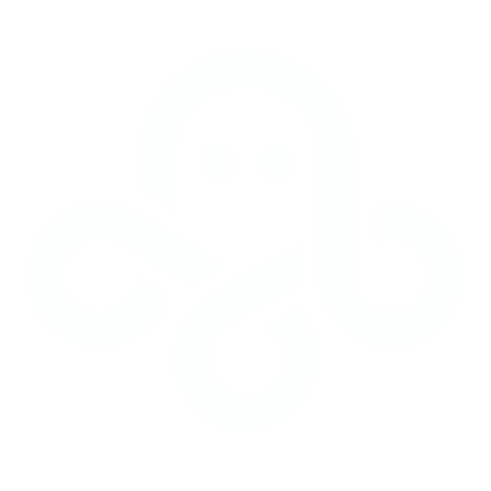 Abstract octopus-like design with two eyes on a black background