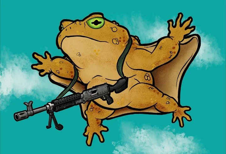Phrog and Toad are friends. with guns. and dangerous