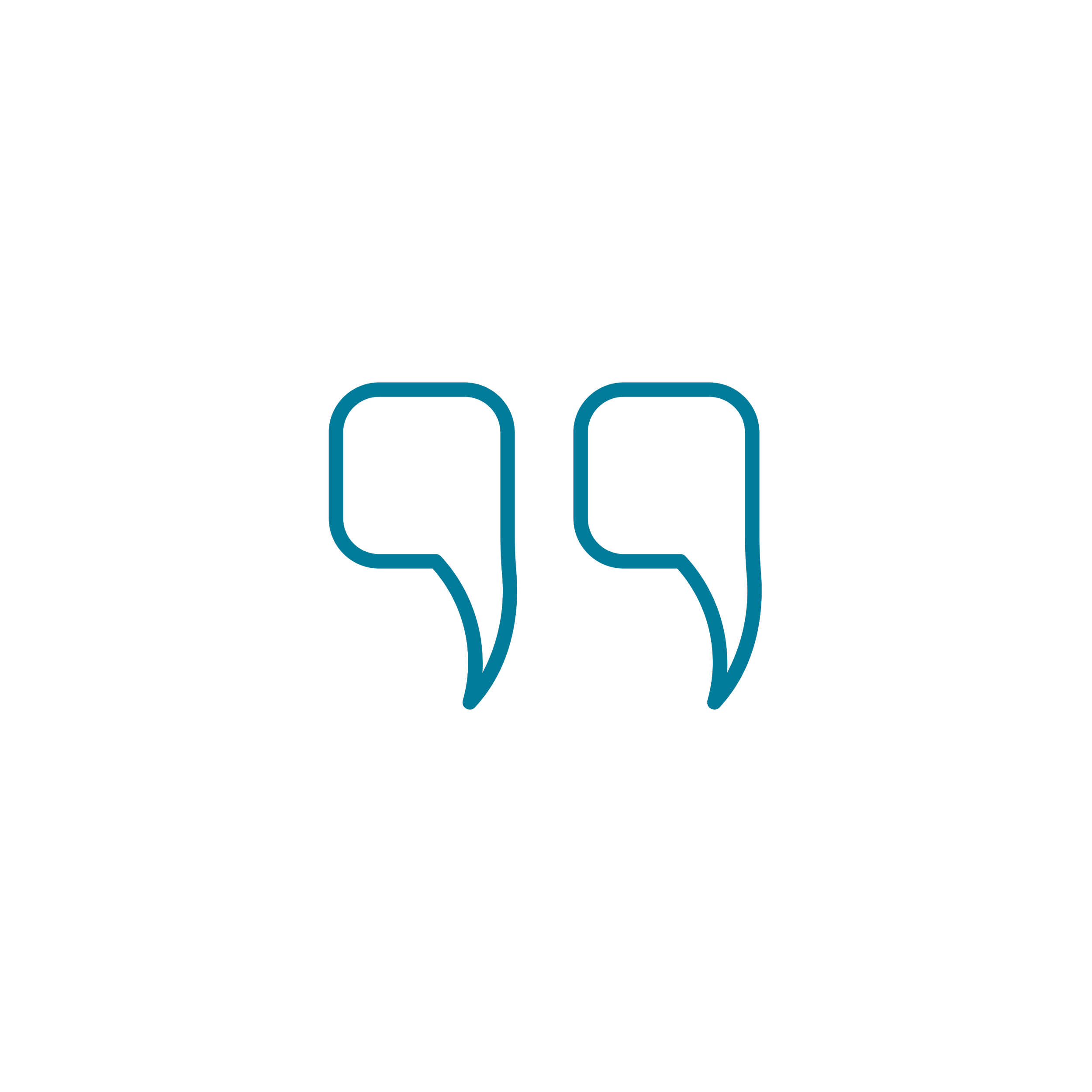 Icône bleue fonçée représentant des guillemets