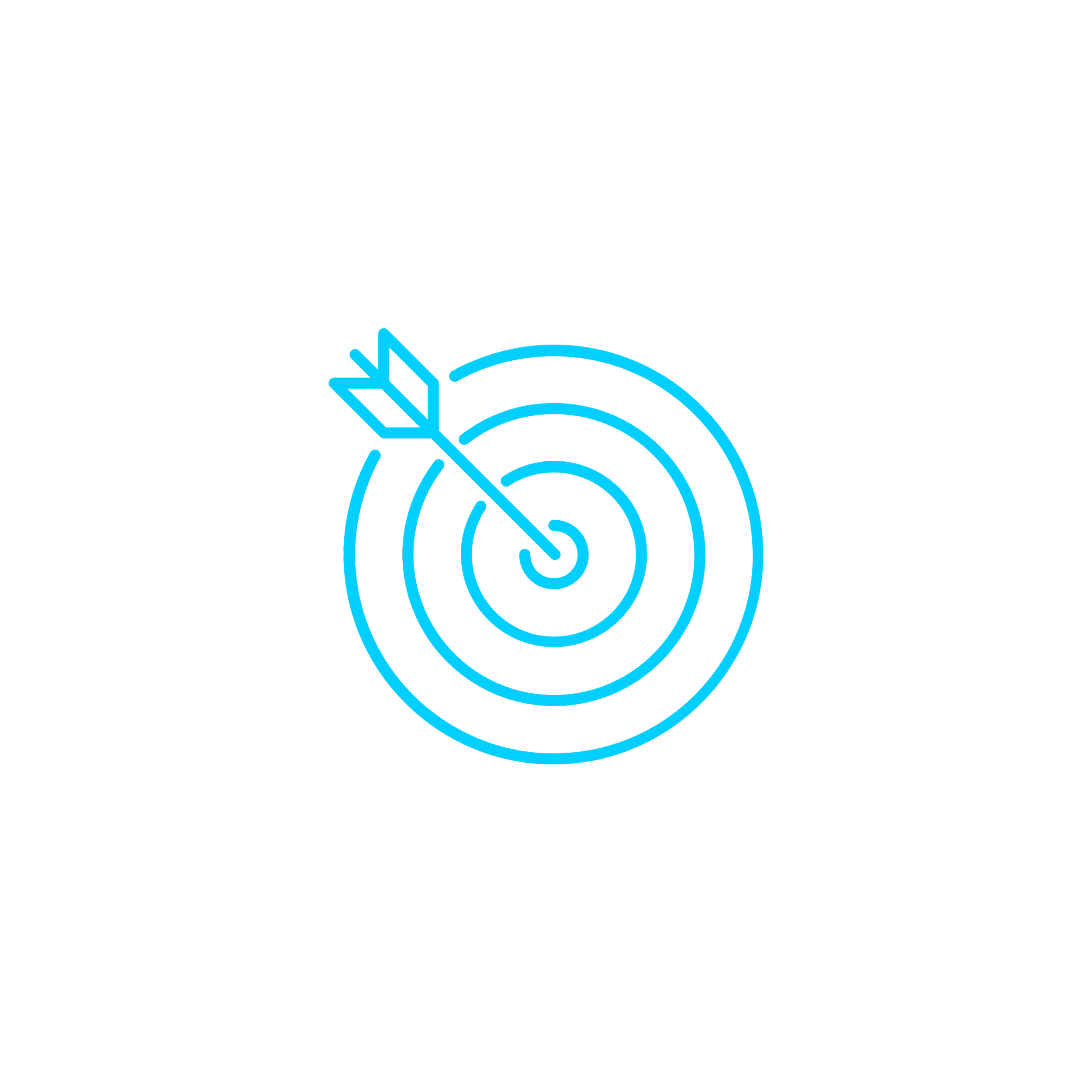 Icône bleue représentant une flèche plantée au centre d'une cible