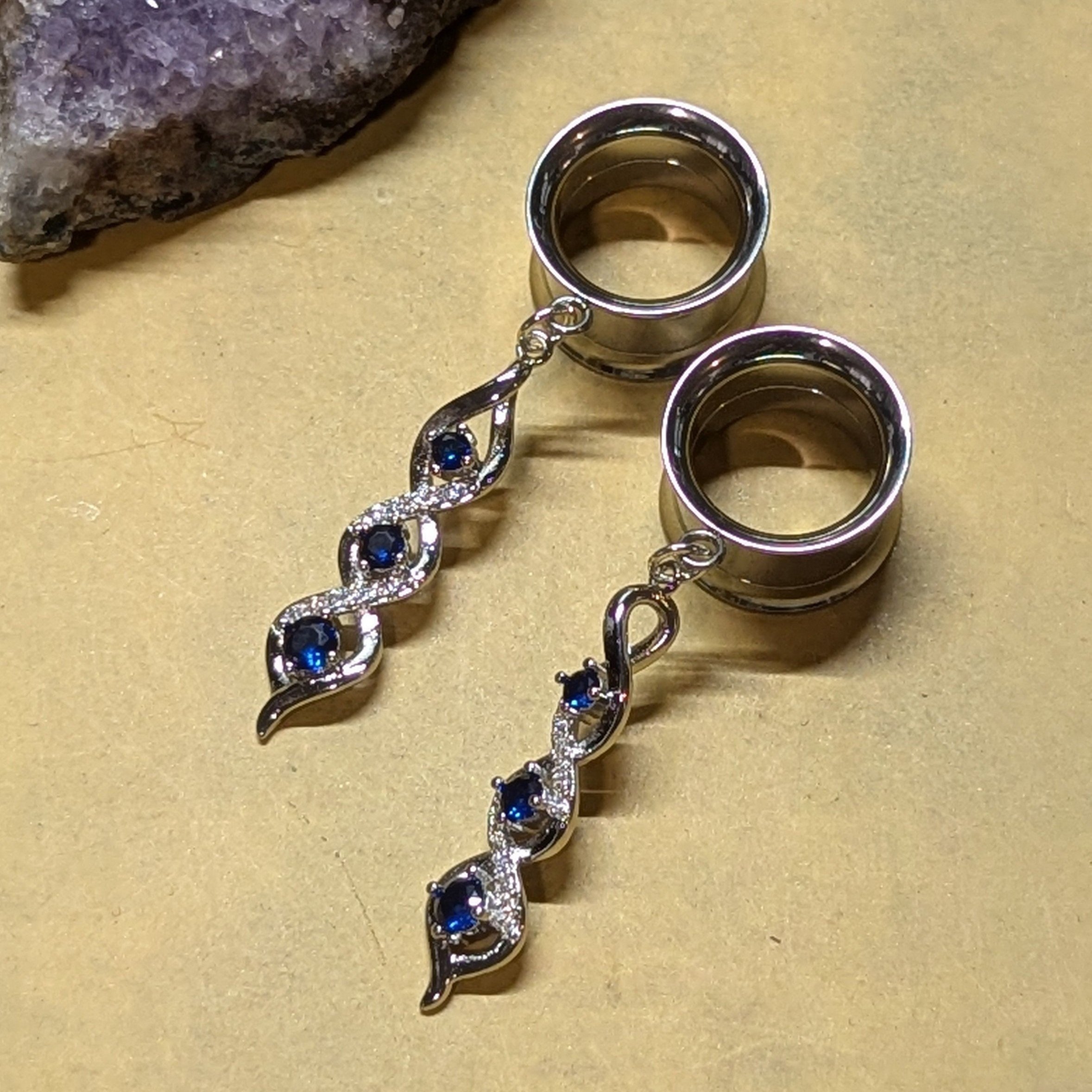 Sapphire diamond dangle gauges