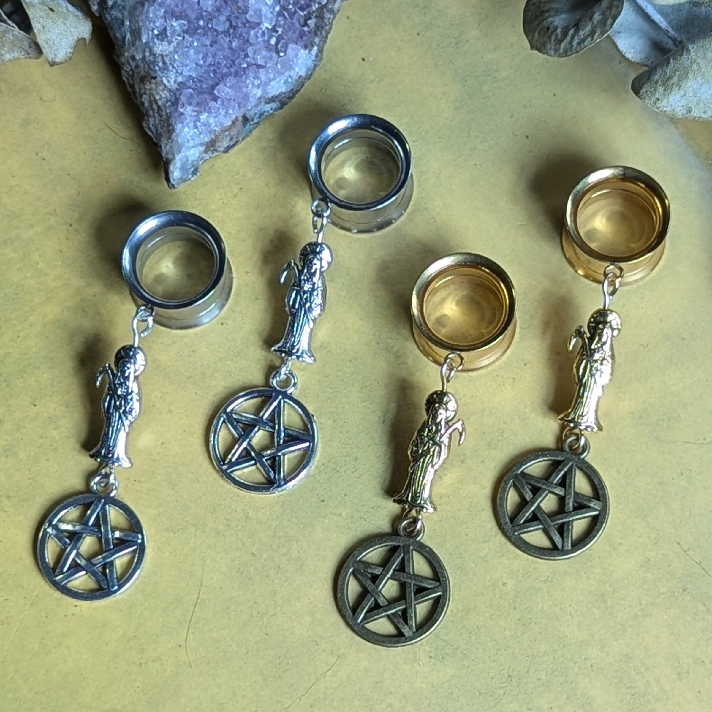 Santa Muerte dangle gauges