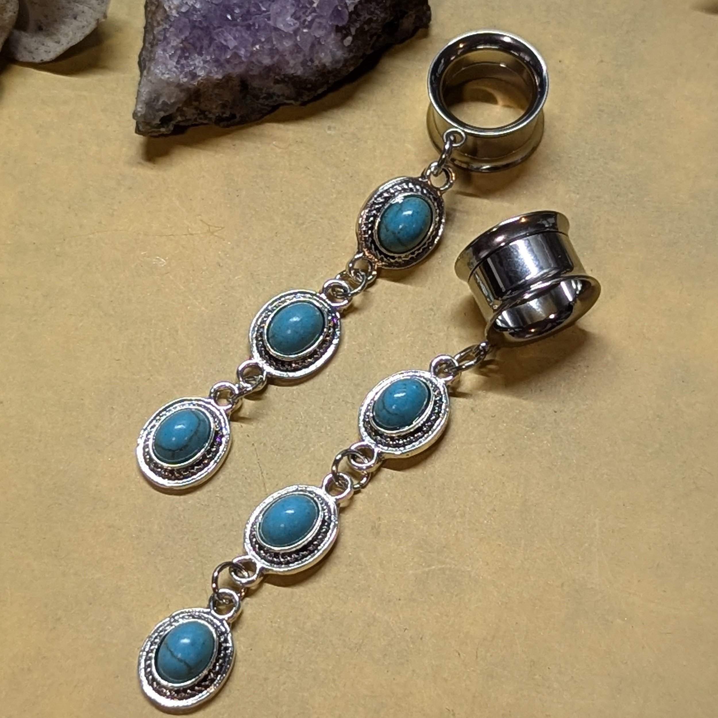 Turquoise dangle gauges