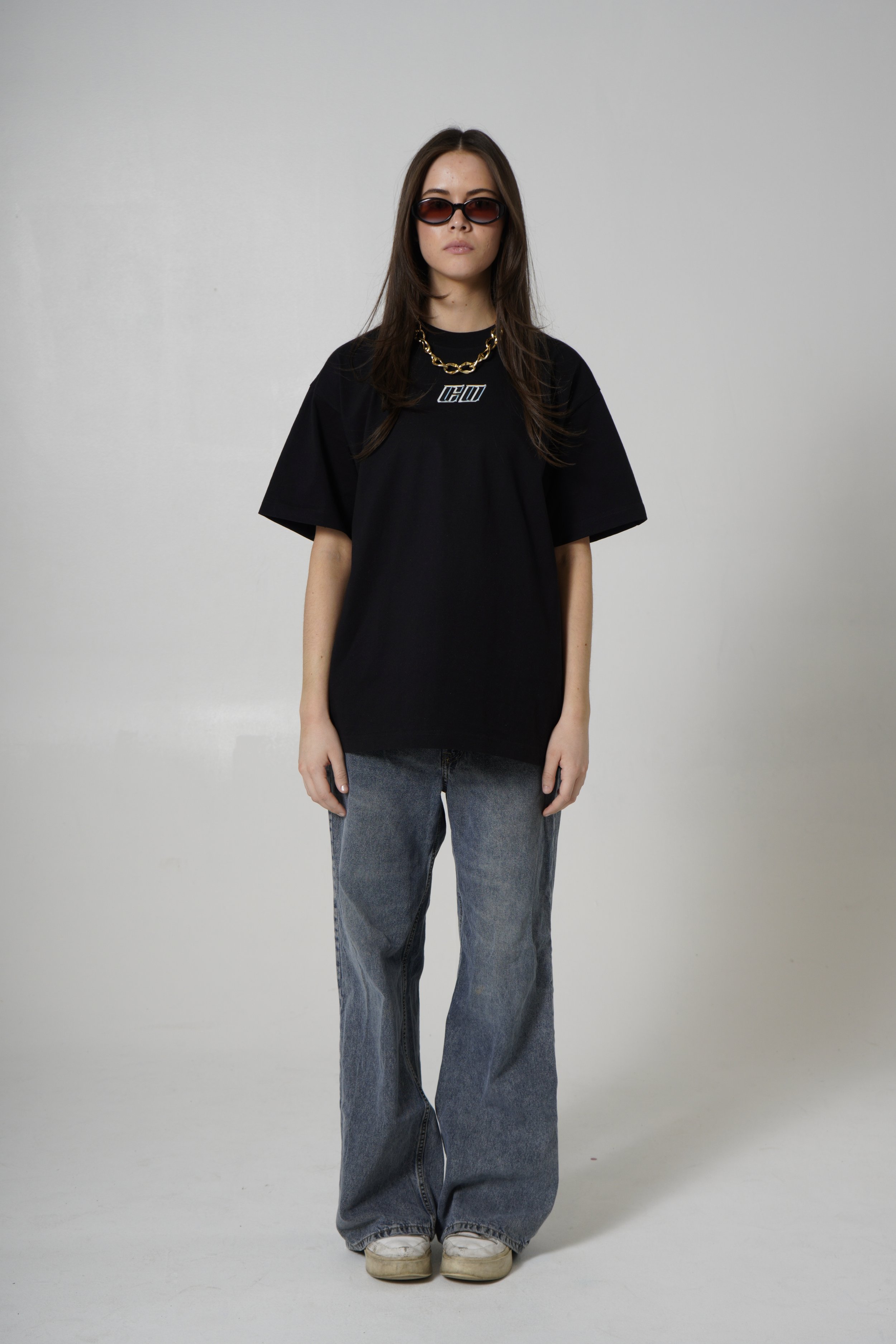 Woman wearing black t-shirt - casual wear