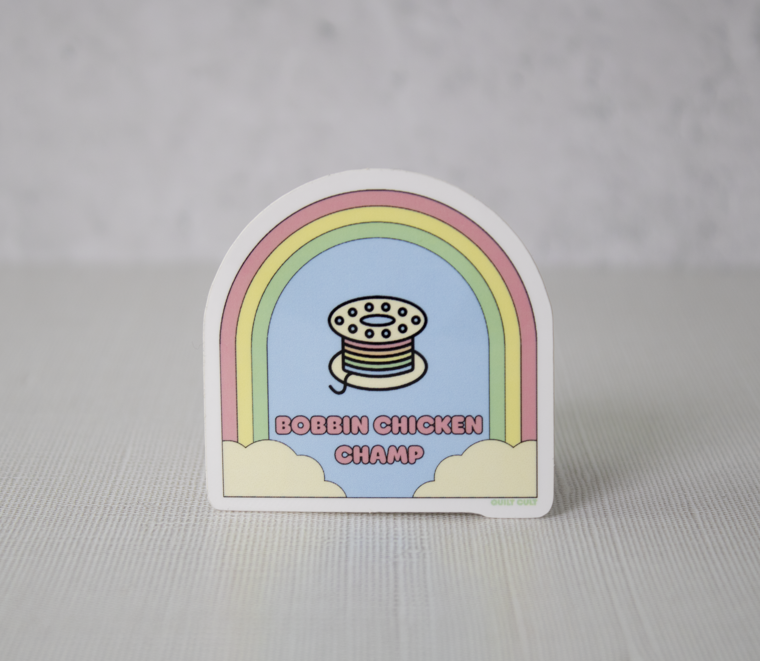 Bobbin Chicken Champ Merit Badge Sticker