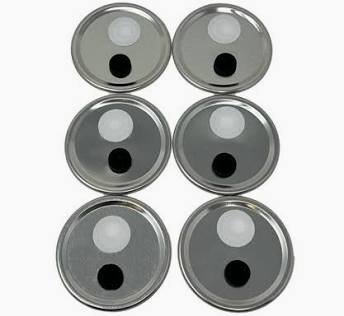 Wide mouth jar cultivation lids with injection port (6 Pack)