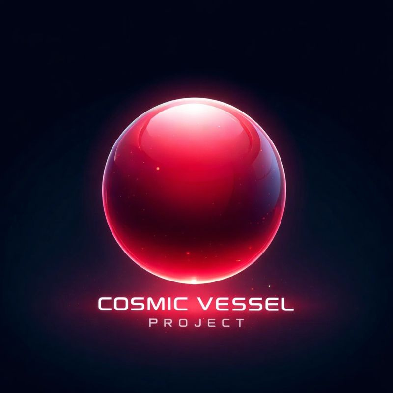 A red orb hangs over text reading 'Cosmic Vessel Project'