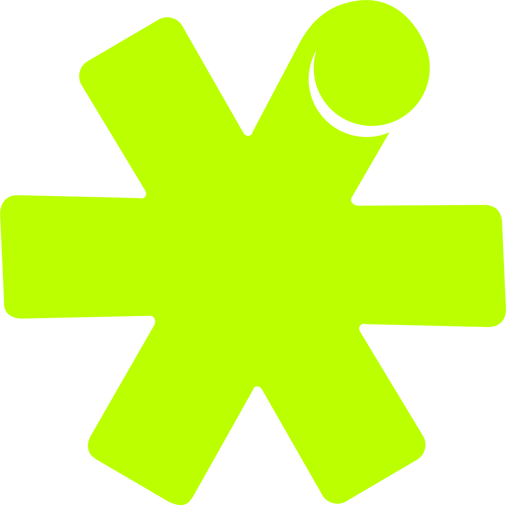 A bright green biohazard symbol on a black background.
