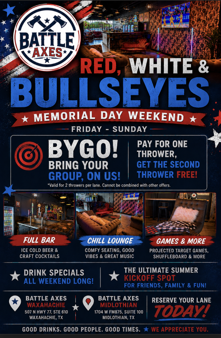 Red, White & Bullseyes Memorial Day Weekend at Battle Axes