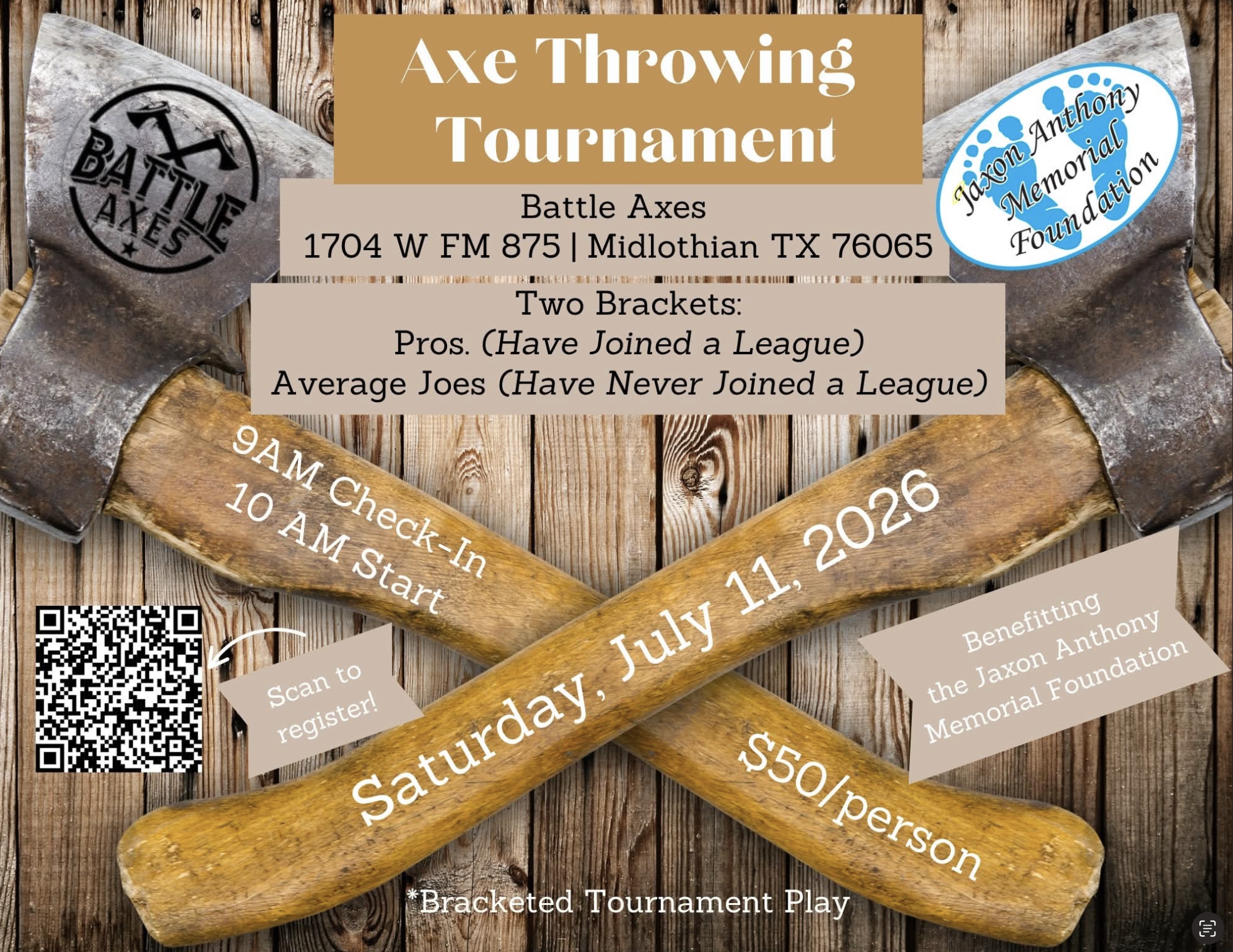4th Annual Charity Axe Throwing Tournament in Waxahachie | Benefiting Jaxon Anthony Memorial Foundation