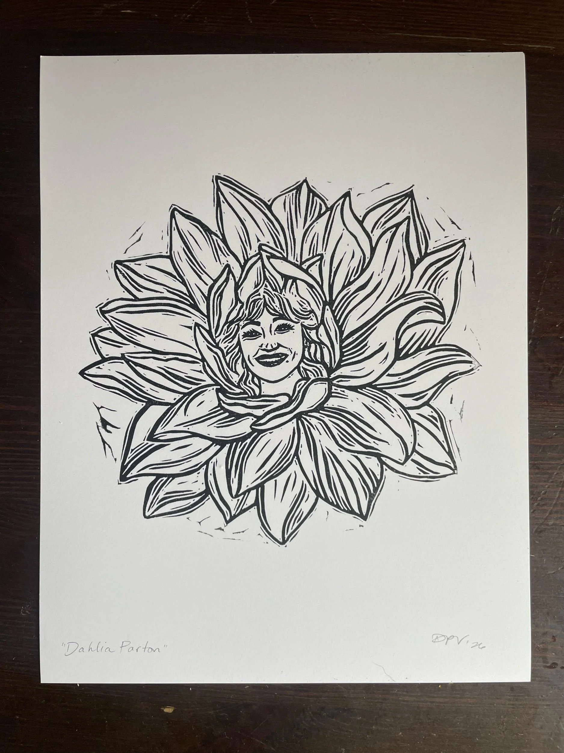 Dahlia Parton block print
