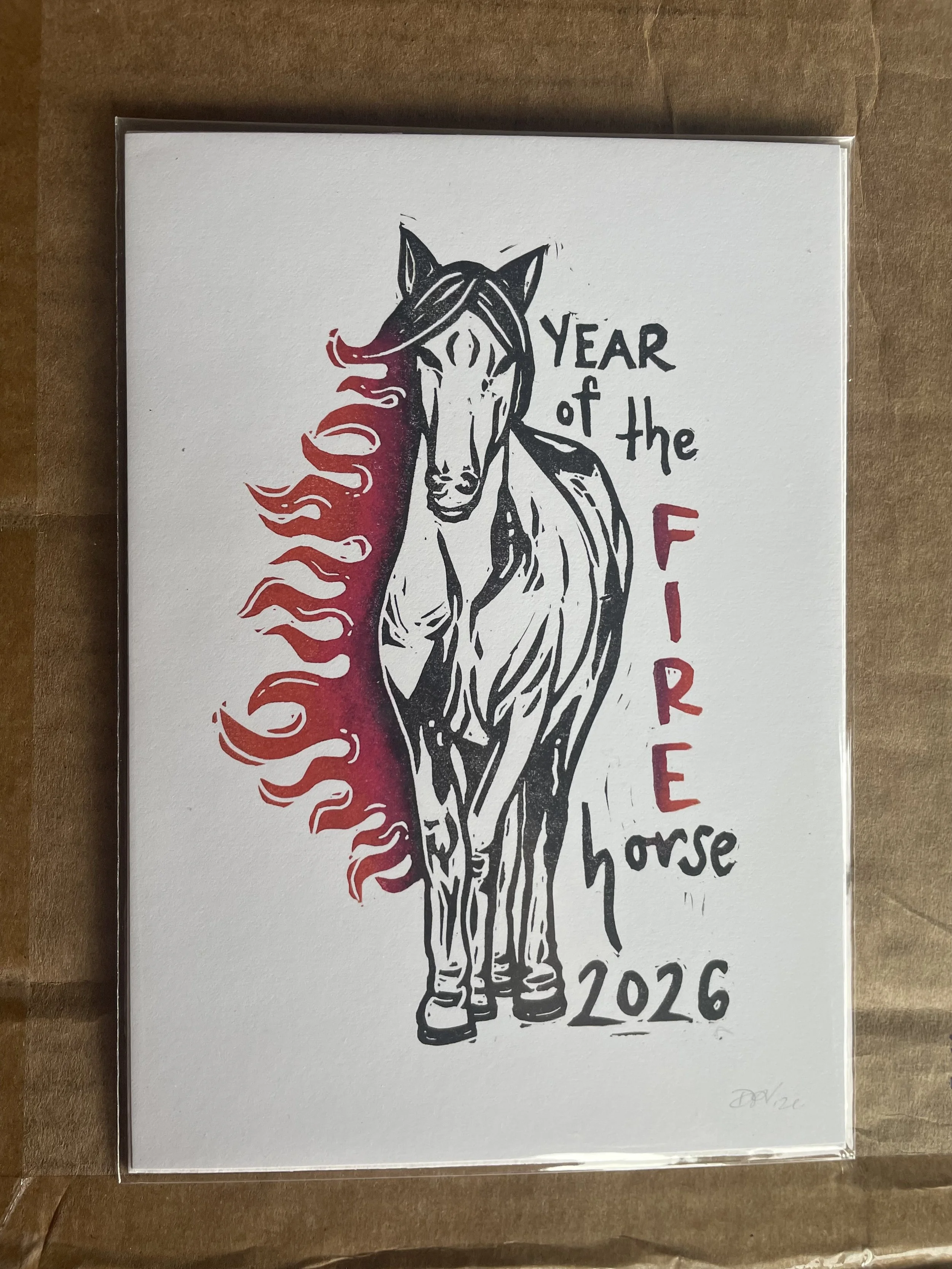 Year of the Fire Horse 2026 block print