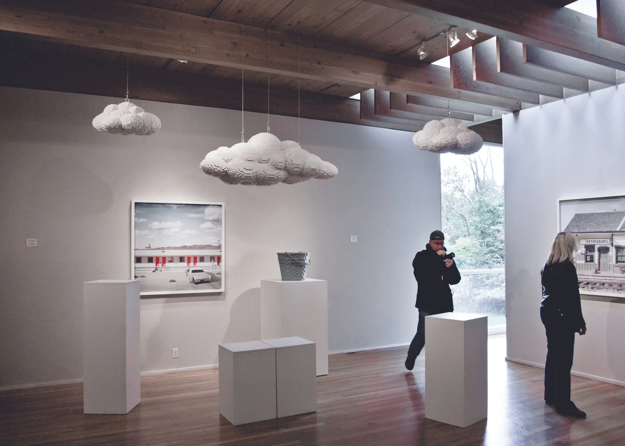 Photo taken at the Mansfield Art Center's "Art of the Brick" exhibit, demonstrating how the exhibits occupy 3D space as interactive pieces. Taken for the Mansfield/Richland Tourism bureau