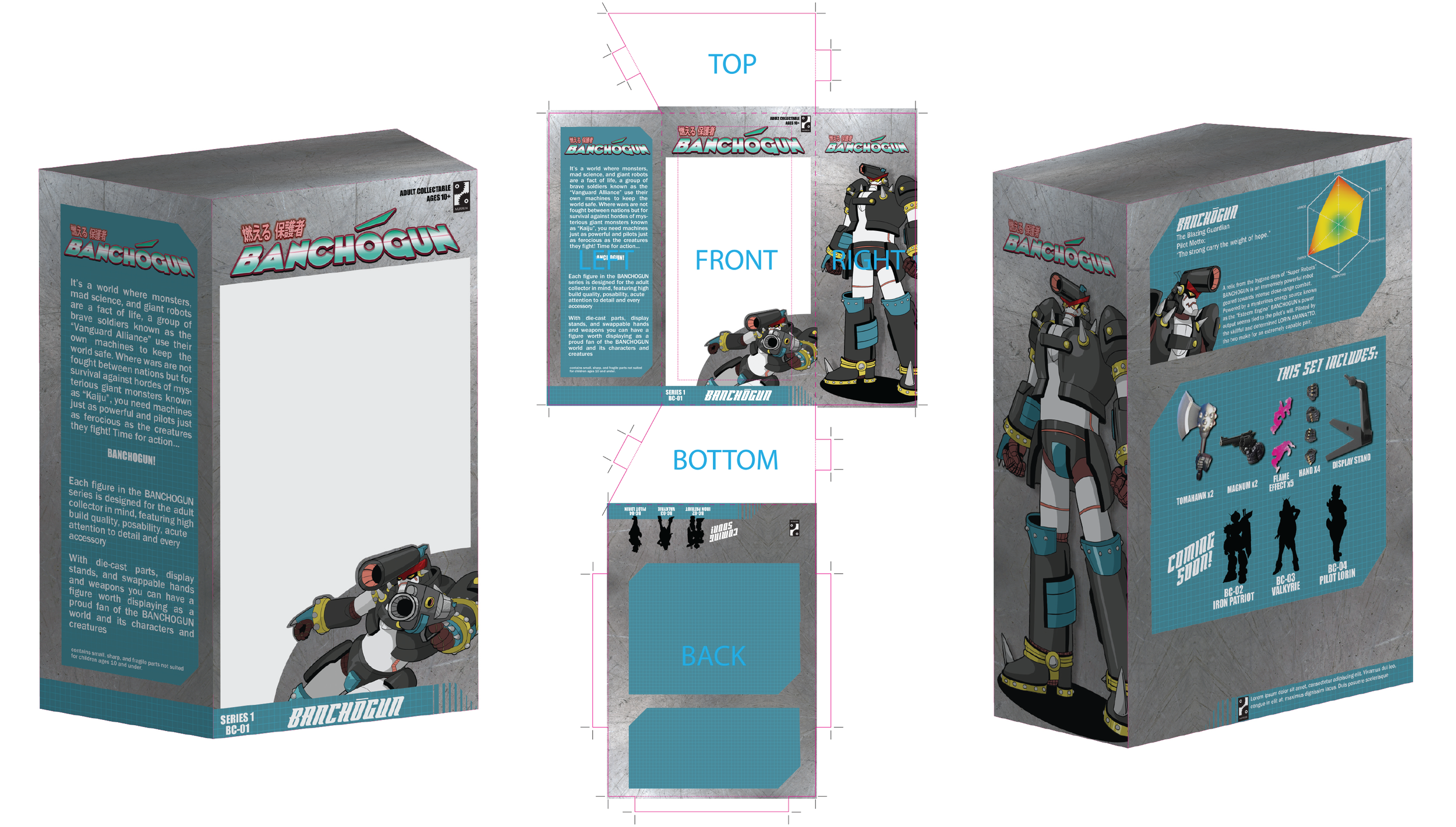 Mock-up of a box for a hypothetical Banchogun figurine