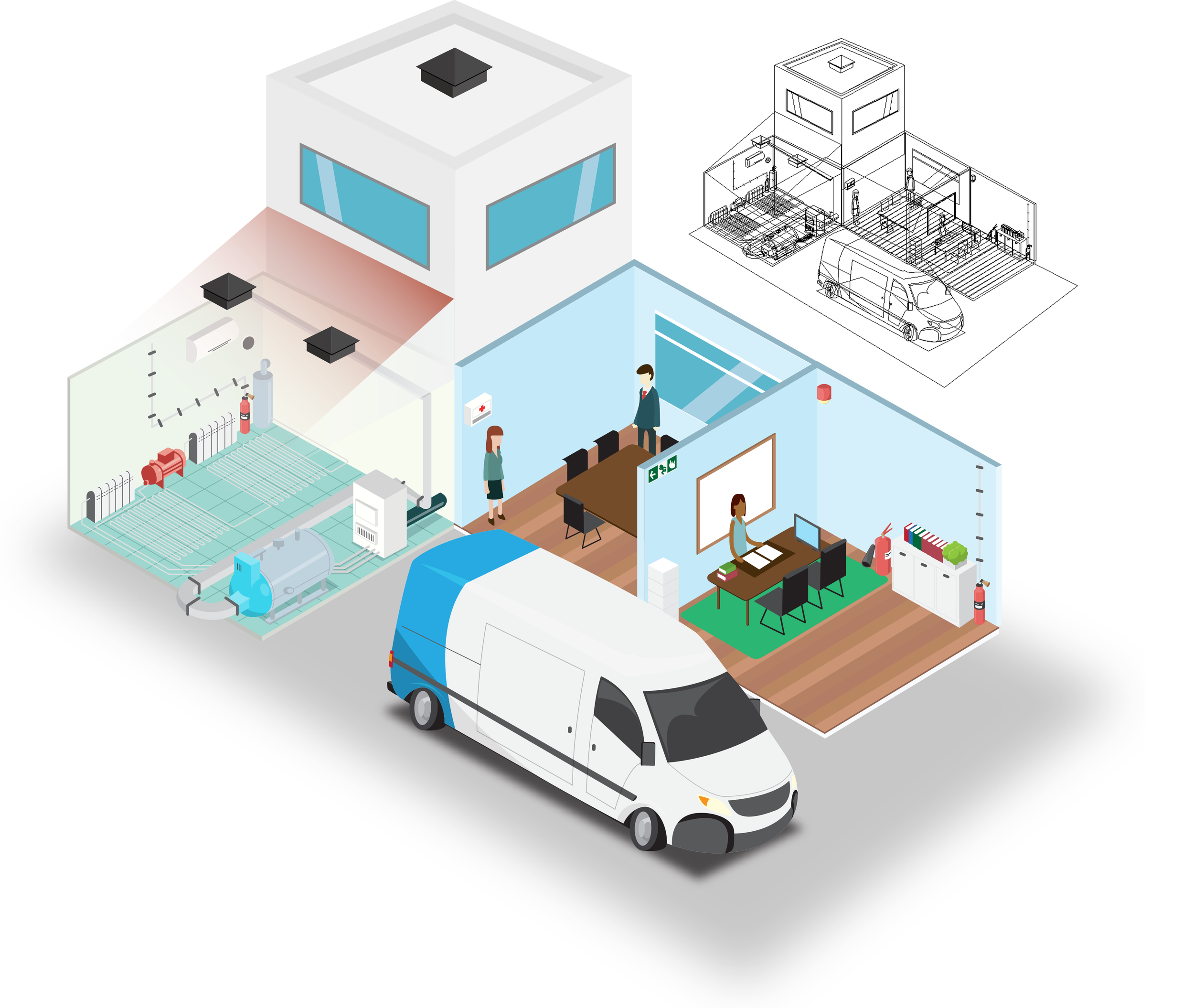 The central graphic from the fire safety presentation project, designed in Illustrator
