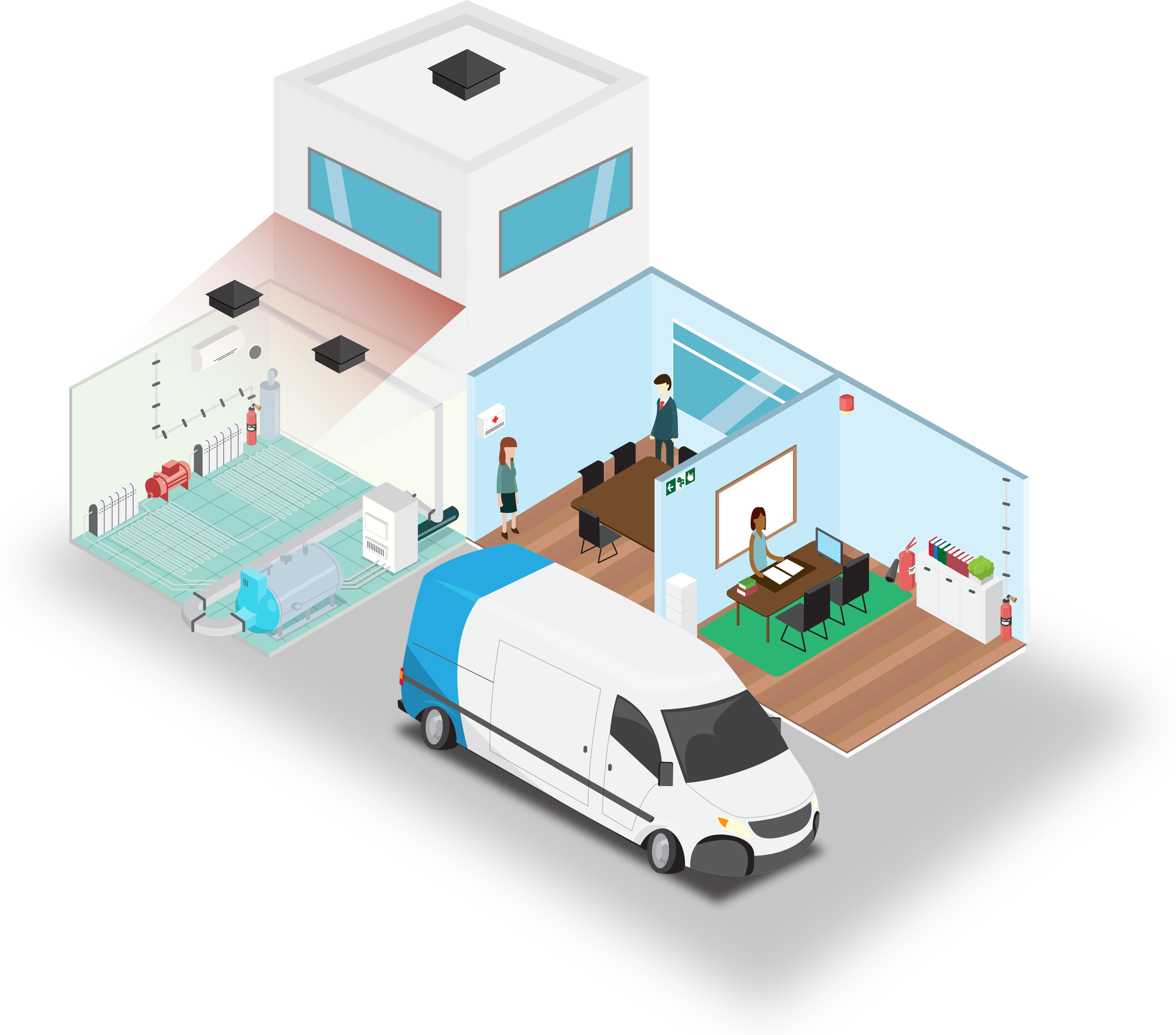 The central graphic from the fire safety presentation project, designed in Illustrator 2020 version