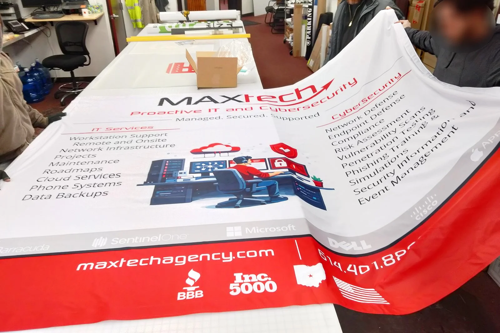 Banner designed + printed for MaxTech IT services