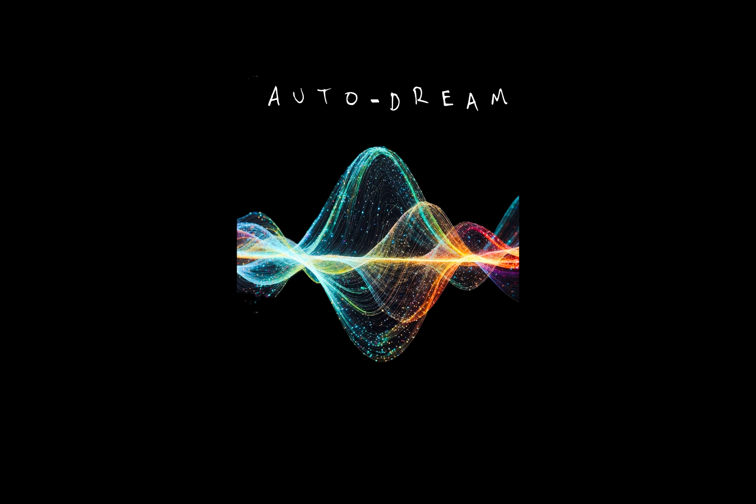 Handwritten song title ‘Auto-Dream’ on photograph of delta brain wave for original track by November V. Visible text: ‘Auto-Dream’. Indie folk song exploring disassociation, meta cognition, dreams, and the quiet battles of the human condition. Nylon-