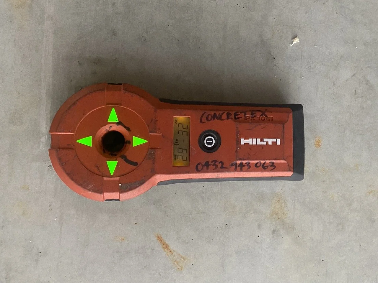 Hilti Ferroscan transpointer device labelled ConcreteX