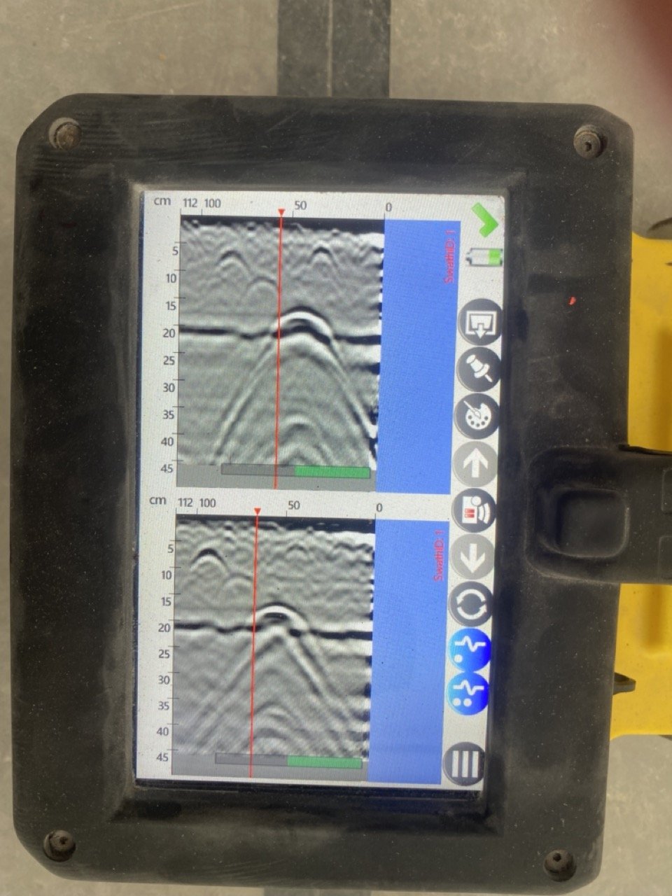 GPR screen showing radar scan data