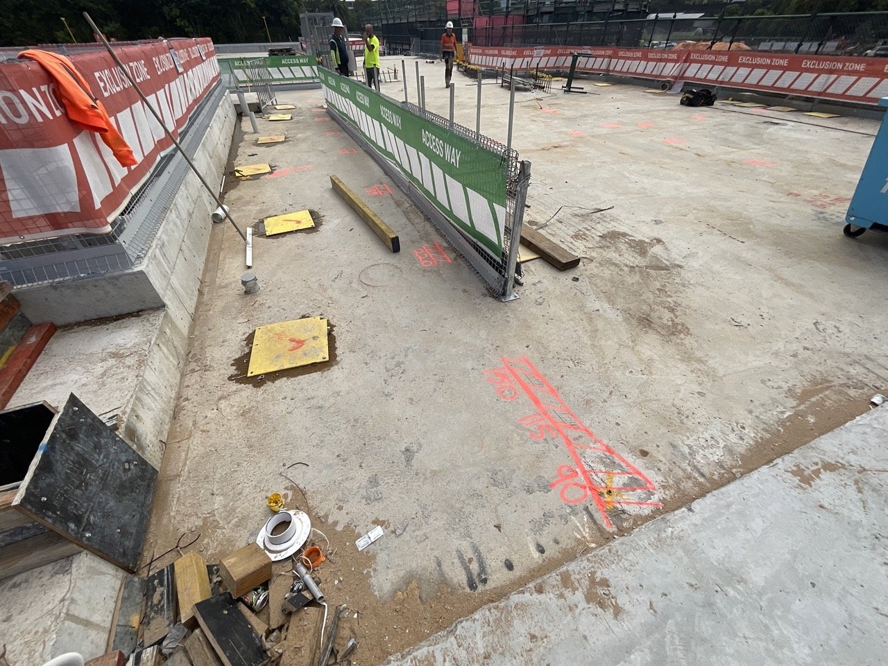 Large slab with GPR scan markings