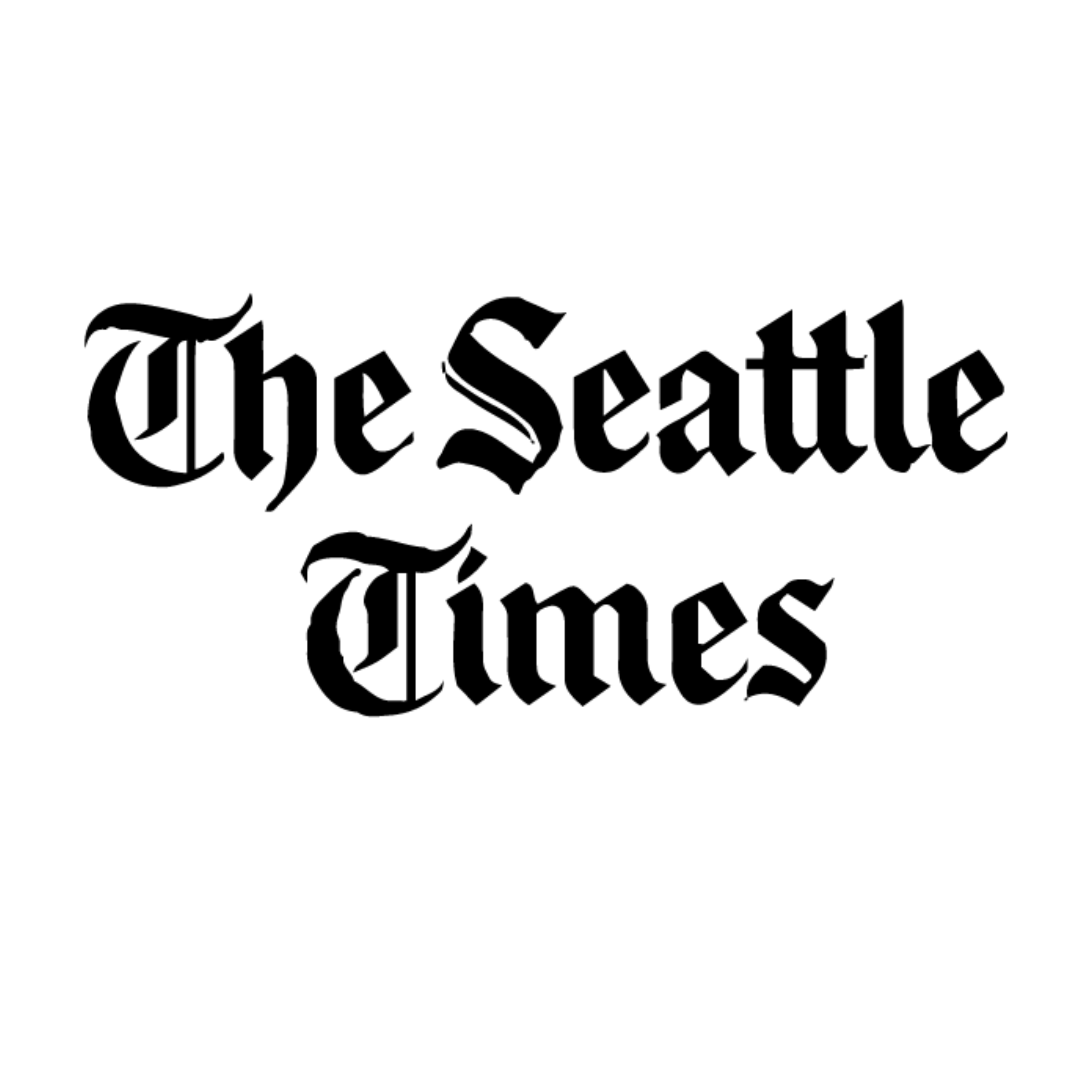 Black text that reads 'The Seattle Times' in a gothic font on a white background.