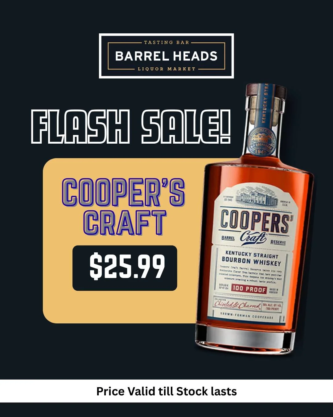 🚨 FLASH SALE ALERT 🚨
Copper&rsquo;s Craft Bourbon is on 🔥 SALE for a limited time!
🥃 Was: $36.99
💥 NOW: $25.99
Don&rsquo;t miss your chance to stock up on this smooth sipper at an unbeatable price.
⏳ While supplies last &mdash; no holds, no rain