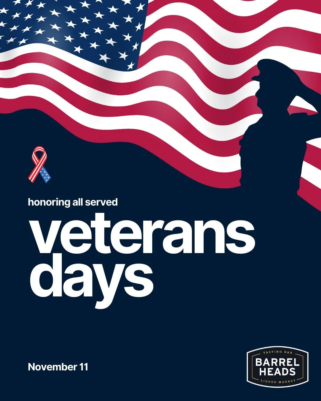 🇺🇸 Today we honor the brave men and women who have served and sacrificed for our country.
Your courage, dedication, and selflessness make the freedoms we enjoy possible every single day.

From all of us at Barrel Heads Liquor Market &amp; Tasting B