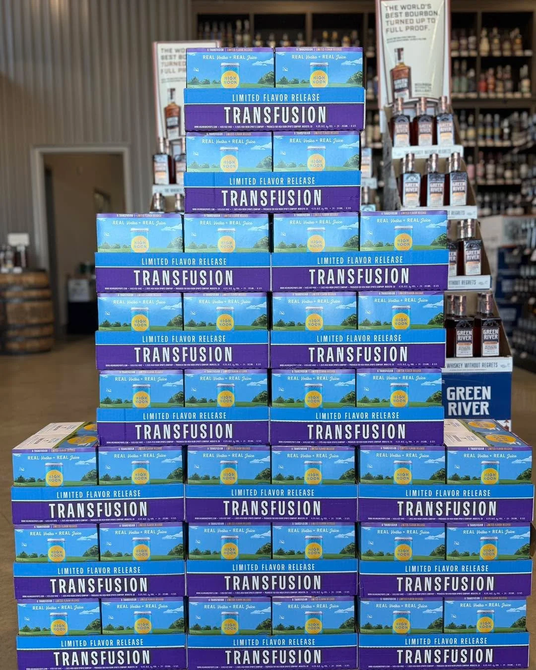 ☀️ SUNNY WEEKEND + BBQ &amp; BARRELS = PERFECT TRANSFUSION WEATHER 🍇🥃

The LIMITED RELEASE High Noon Vodka Transfusions are officially IN 🔥

And y&rsquo;all are moving FAST&hellip;
We&rsquo;re already down to just 23 CASES left out of the 50 cases