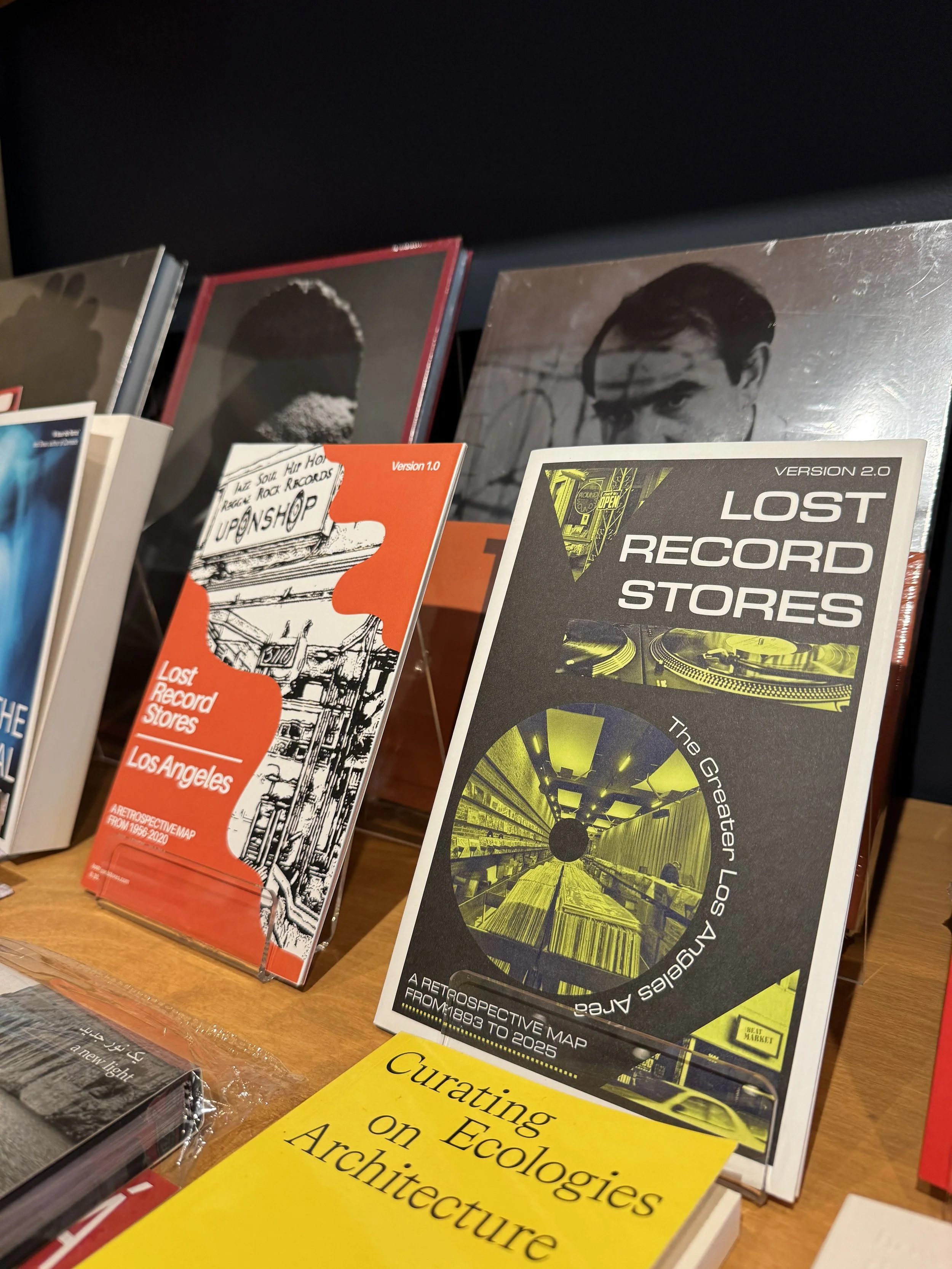 Two maps on display inside a bookstore