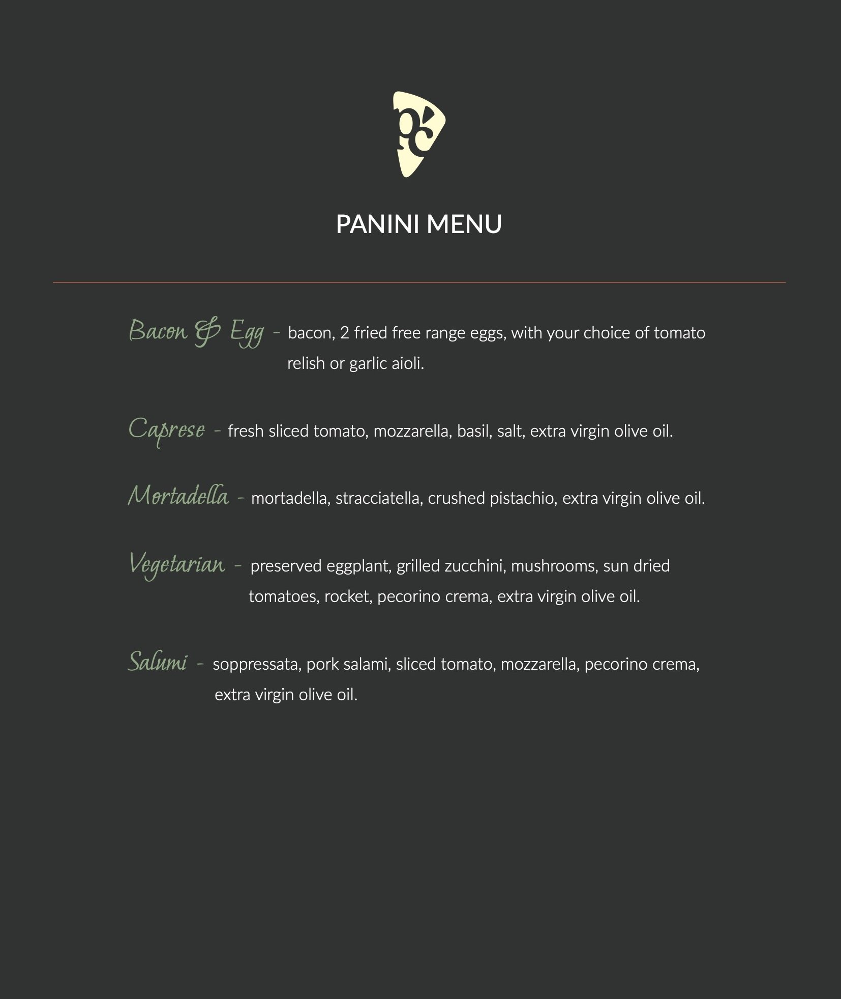 Panini Menu 