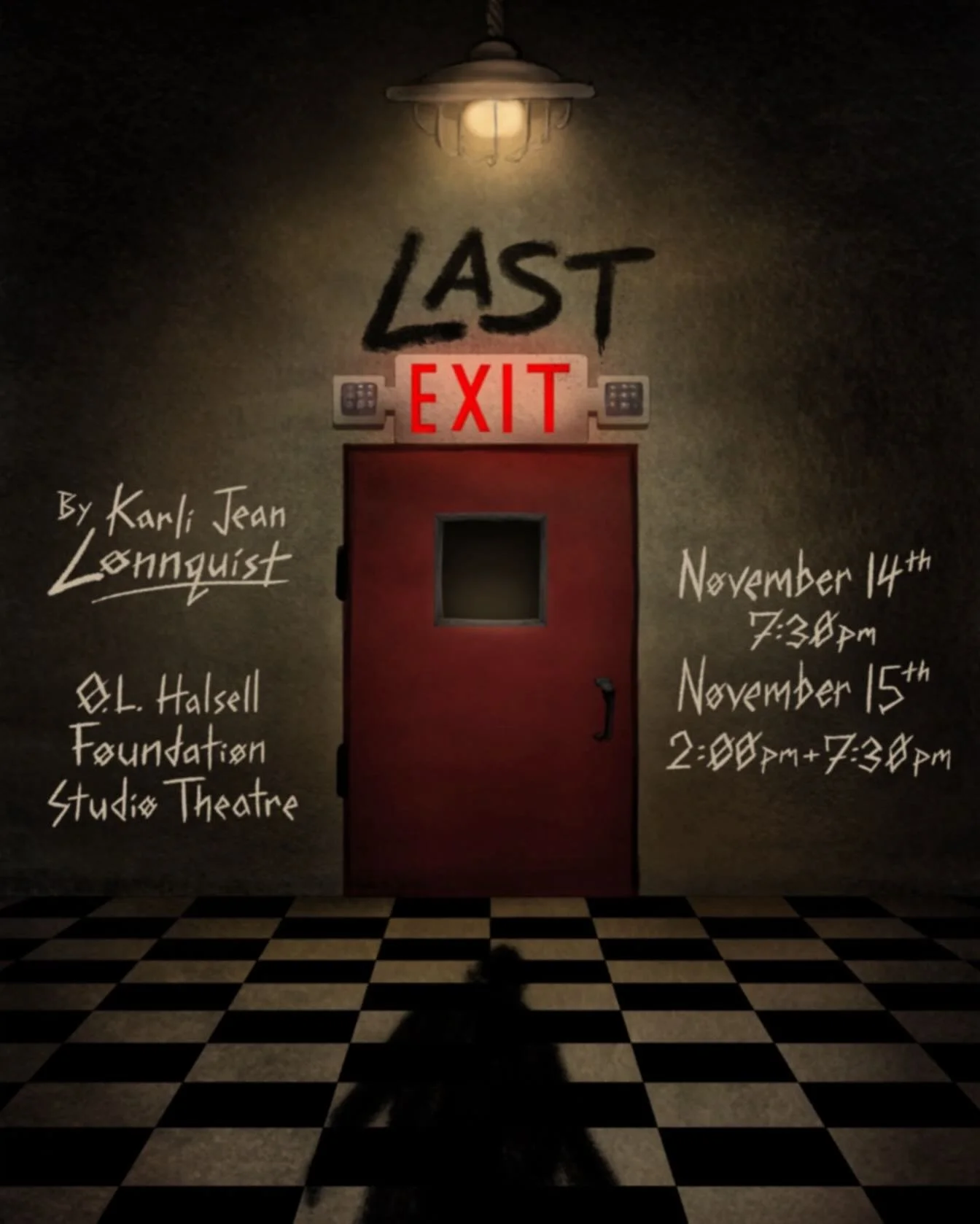 TICKETS FOR LAST EXIT ARE FINALLY AVAILABLE TO RESERVE!!! Click the link in our bio to reserve your tickets now.  Shows are November 14th at 7:30pm and November 15th at 2:00pm and 7:30pm!

A HUGE thank-you to @tealsketches aka @ansley.teal for creati