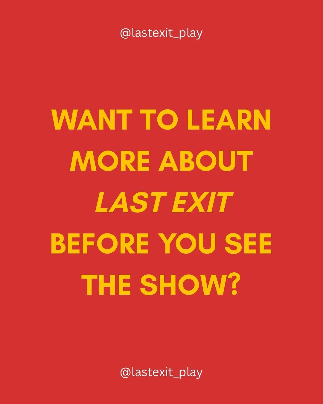 Want to learn more about LAST EXIT before you come see the performance?  Check out the dramaturgy website, created by the incredible @jazzflan, at the link in our bio!

Tickets are going fast&mdash;make sure to reserve a ticket for one of our upcomin