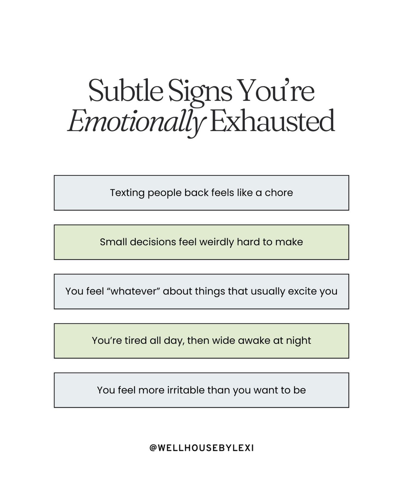 Emotional exhaustion rarely shows up as a dramatic collapse.

Most of the time, it looks like moving through your life with less access to energy, excitement, and patience than you&rsquo;re used to.
 You&rsquo;re still functioning. Still showing up. 