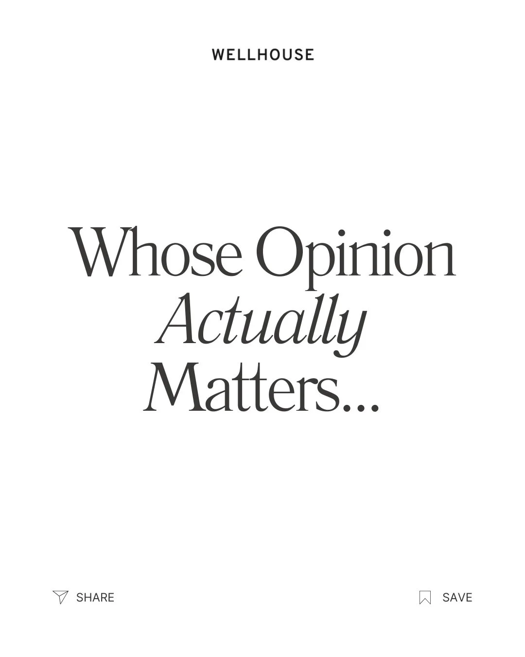 Not every opinion deserves the same amount of weight. 

This isn&rsquo;t about caring less about what people think. It&rsquo;s about being more selective about whose voice you give weight to. 

💌 Save this if you needed the reminder. 

#therapythoug