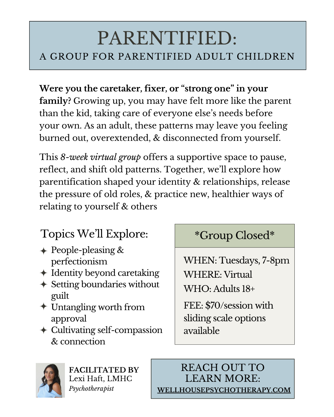 Support group for parentified adult children