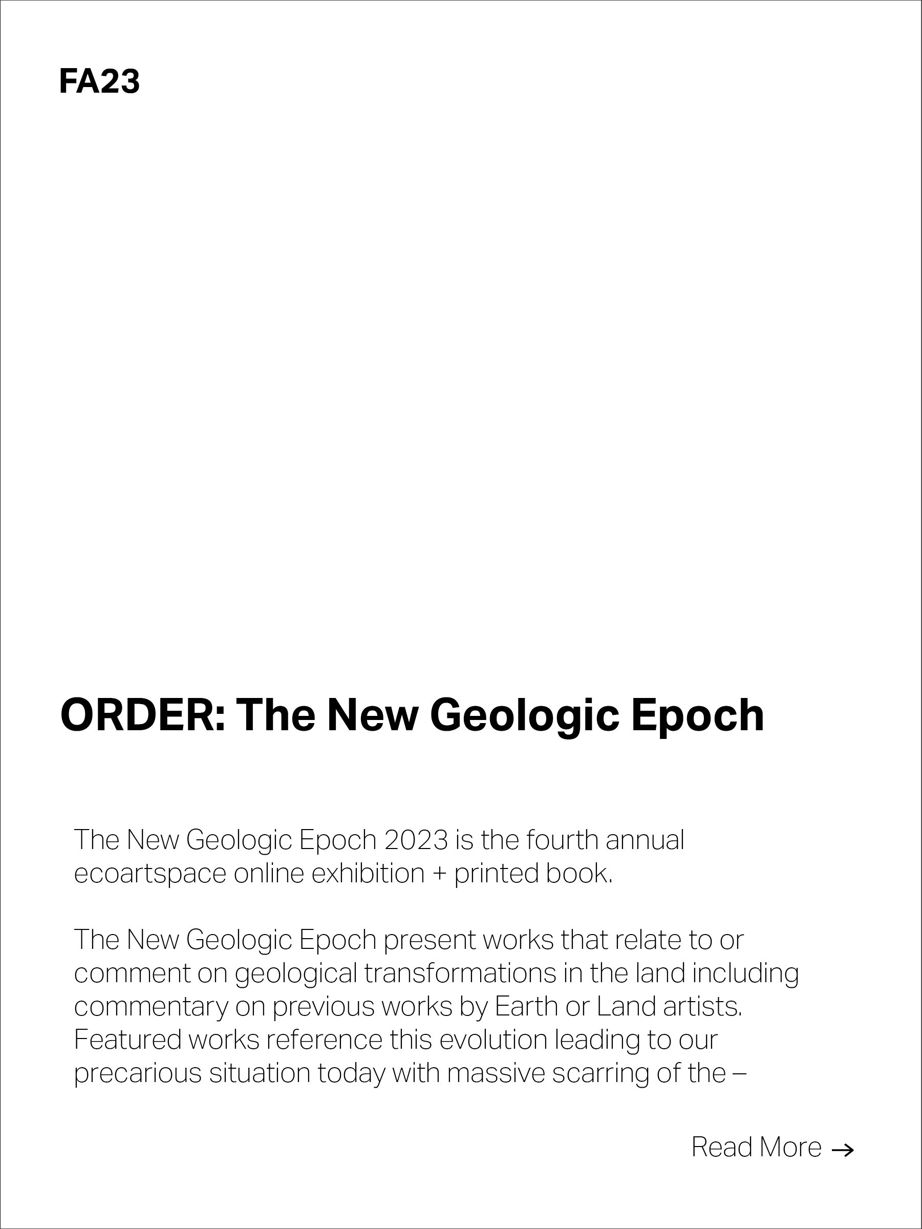 FA 23 - ORDER: The New Geologic Epoch