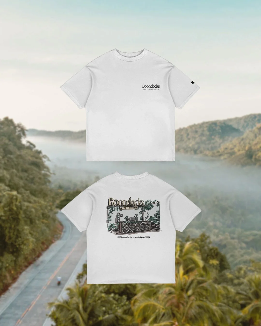 Introducing our Westwood Edition Flagship Tee, inspired by the people, places, and stories that give Boondocks its heart &mdash; tropical greenery, breeze-block textures, and the welcoming energy that fills our coffee bar.

Printed on a premium heavy