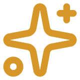Gold plus sign, diamond, and circle icons on black background