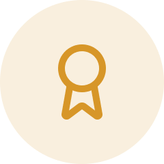 Gold medal with a ribbon.