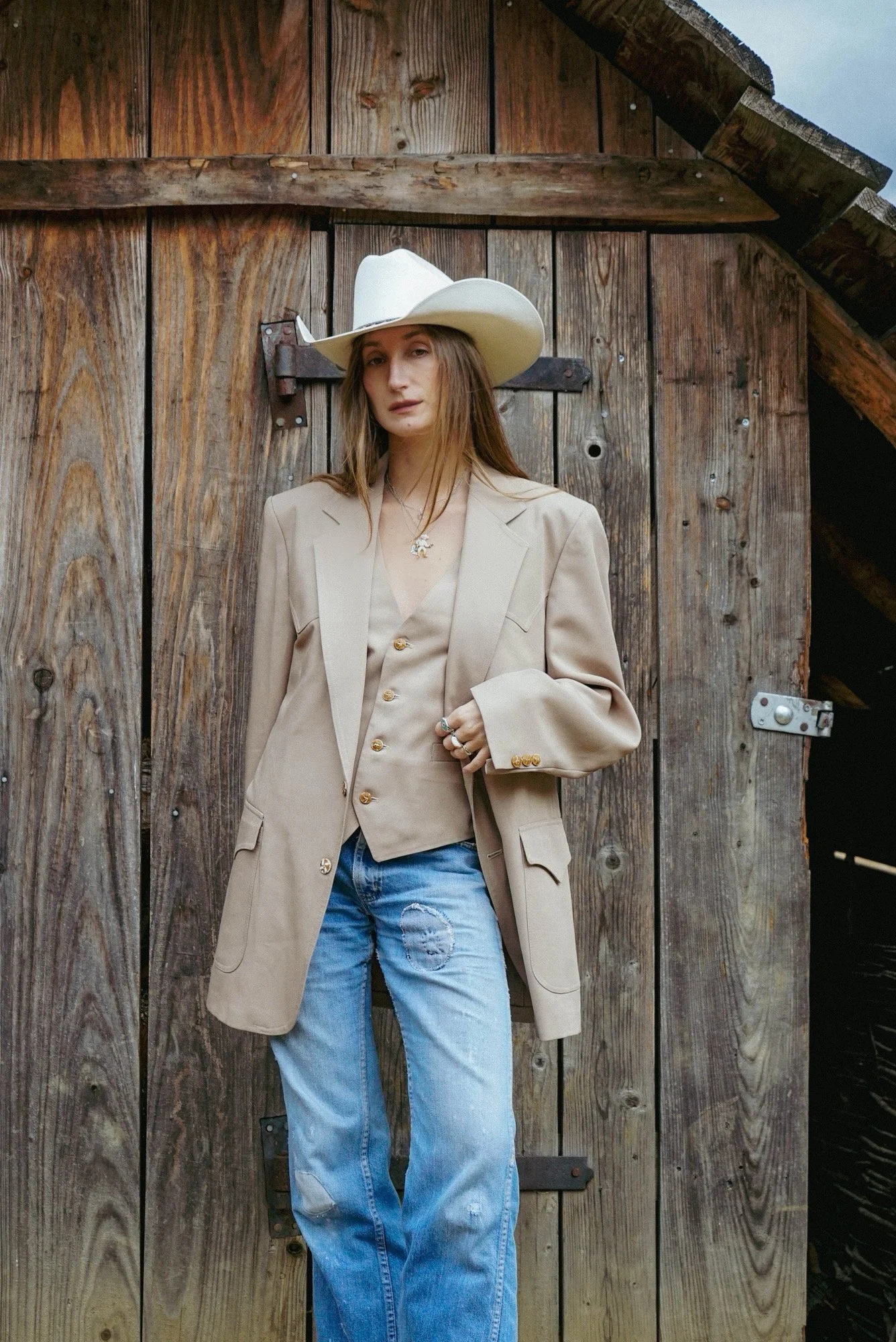 70s western tailored blazer and matching vest JC Penney