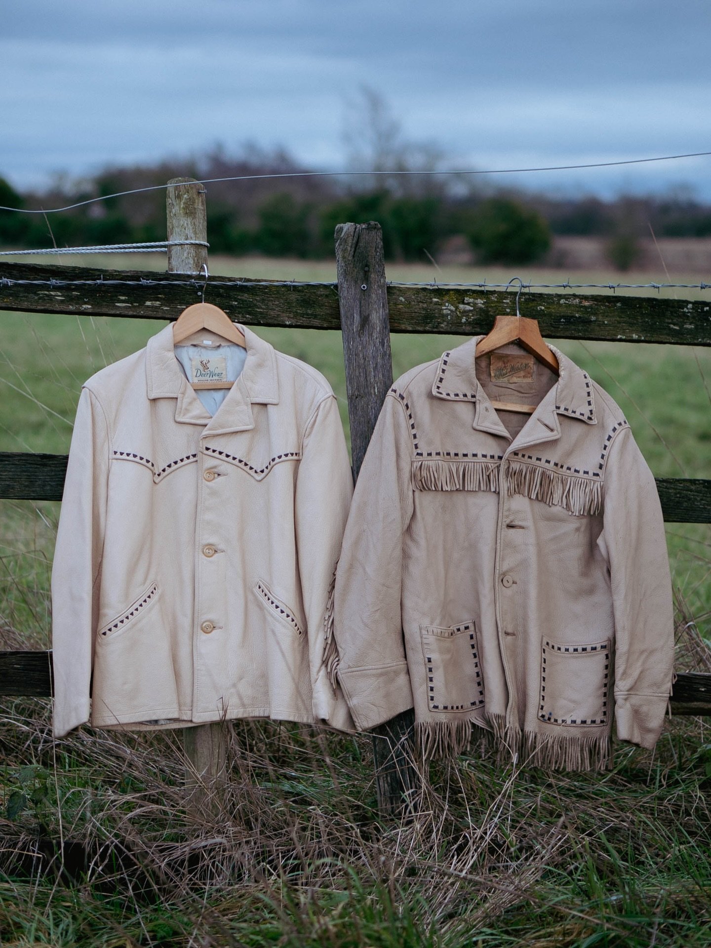Old and new - though the &ldquo;new&rdquo; one is still 50 years old. 
Same style, most likely the same maker, different eras. The difference? One kept in the storage, one lived a full life of adventures (hopefully horseback).

The softest deer leath