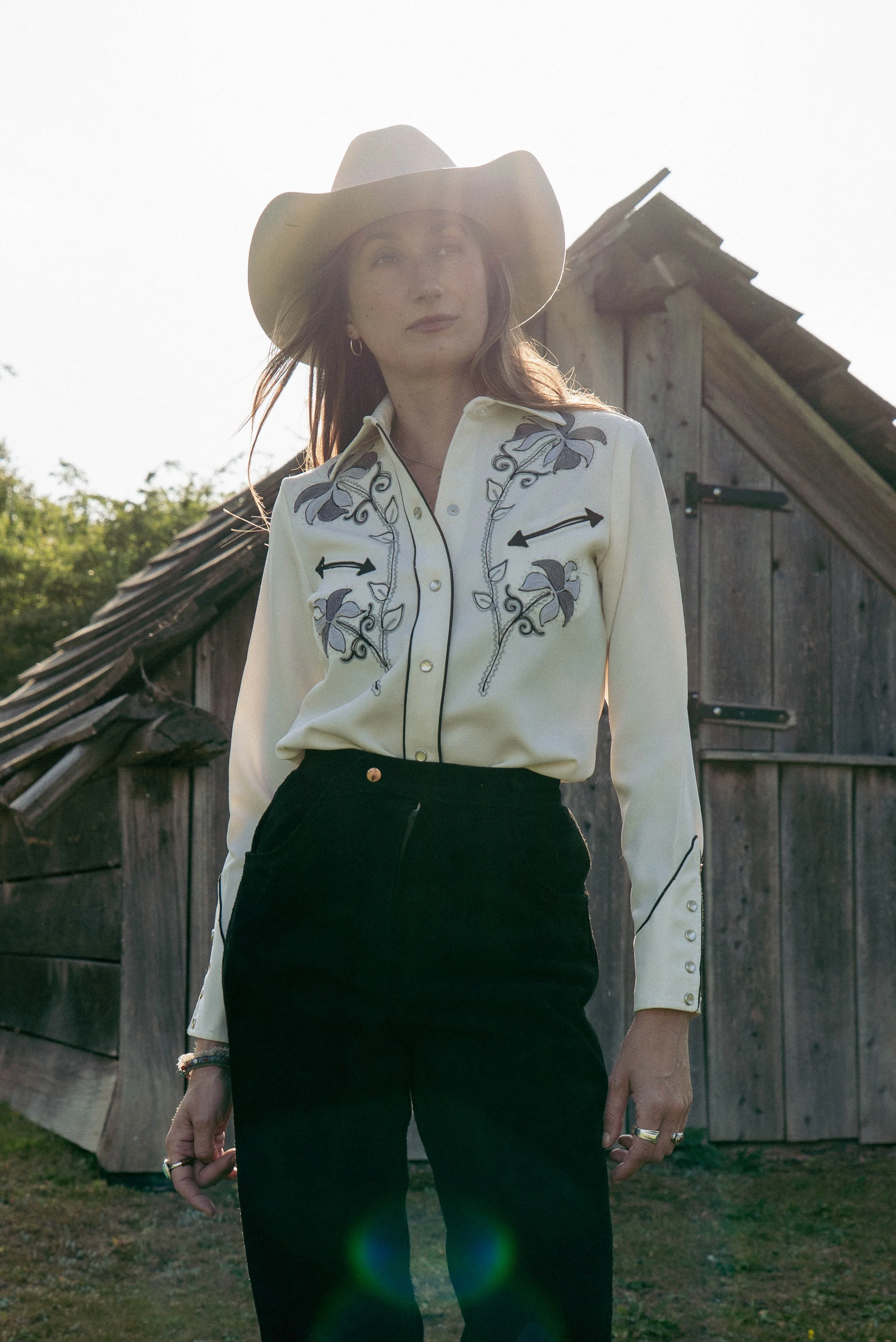 70s embroidered H Bar C western shirt